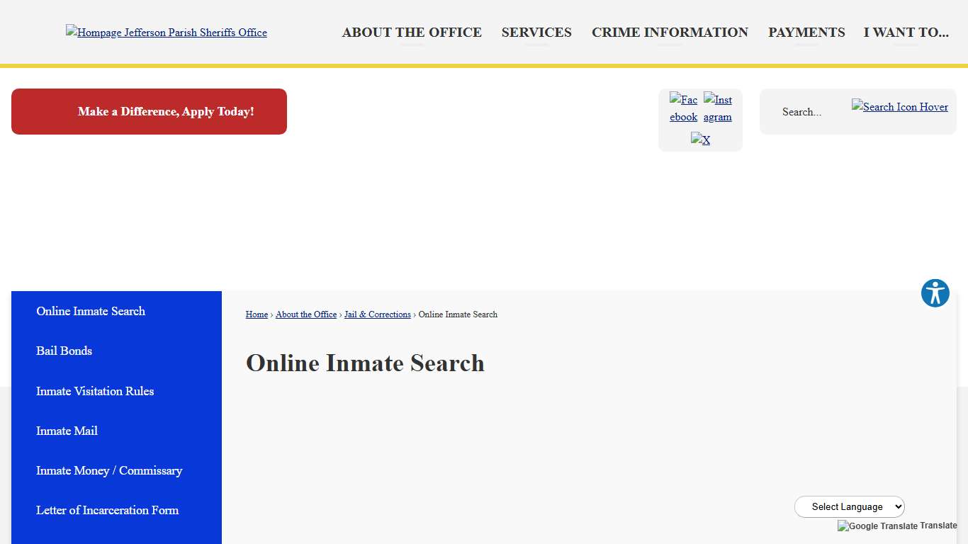 Online Inmate Search Jefferson Parish Sheriff, LA - Official Website
